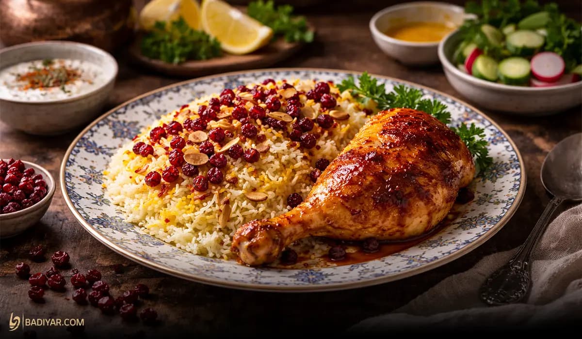 زرشک پلو با مرغ برای 4 نفر؛ چطور مرغ آبدار و زرشک بدون تلخی درست کنیم؟